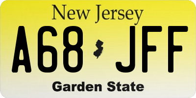 NJ license plate A68JFF