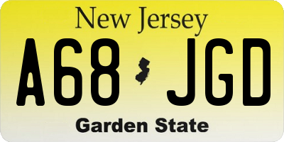 NJ license plate A68JGD