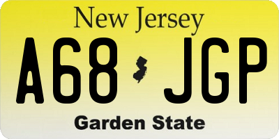 NJ license plate A68JGP