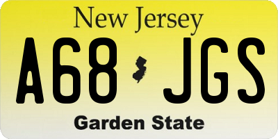 NJ license plate A68JGS