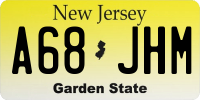 NJ license plate A68JHM
