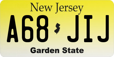 NJ license plate A68JIJ