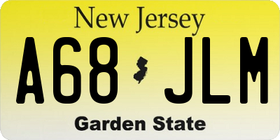 NJ license plate A68JLM