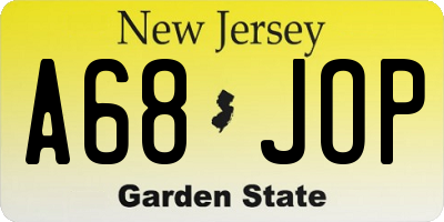 NJ license plate A68JOP