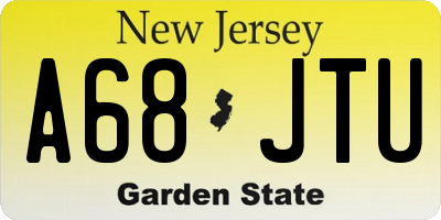 NJ license plate A68JTU