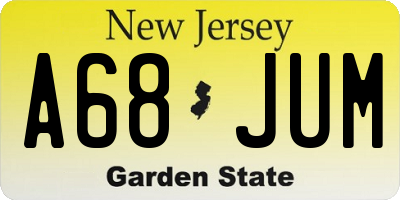 NJ license plate A68JUM