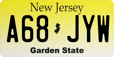 NJ license plate A68JYW