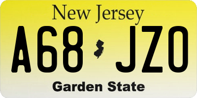 NJ license plate A68JZO
