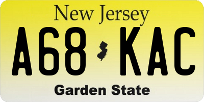 NJ license plate A68KAC