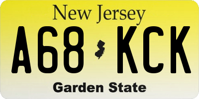 NJ license plate A68KCK