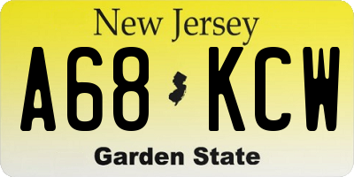 NJ license plate A68KCW