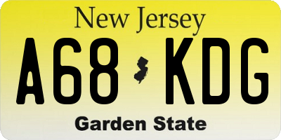 NJ license plate A68KDG