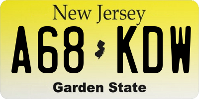 NJ license plate A68KDW