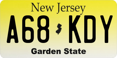 NJ license plate A68KDY