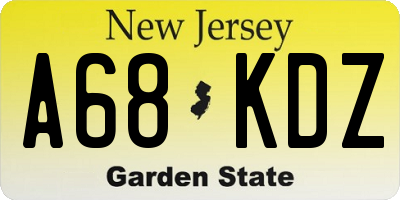 NJ license plate A68KDZ