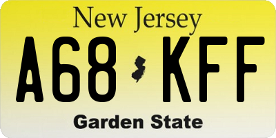 NJ license plate A68KFF