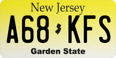 NJ license plate A68KFS