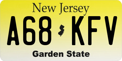 NJ license plate A68KFV