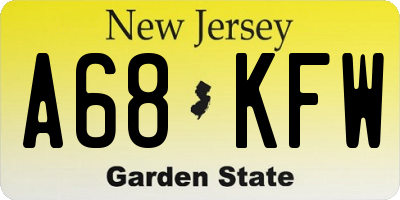 NJ license plate A68KFW