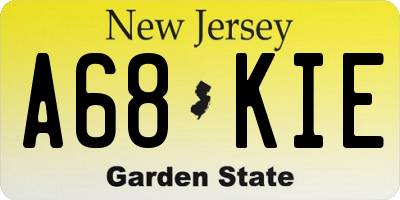 NJ license plate A68KIE