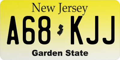 NJ license plate A68KJJ