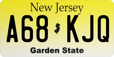 NJ license plate A68KJQ