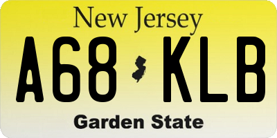 NJ license plate A68KLB