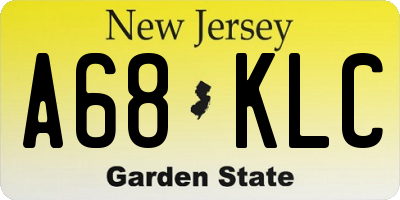NJ license plate A68KLC