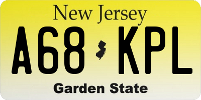 NJ license plate A68KPL