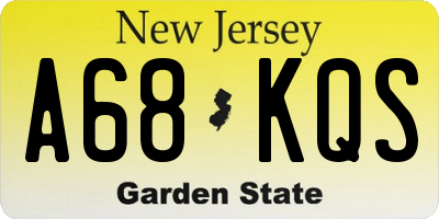 NJ license plate A68KQS