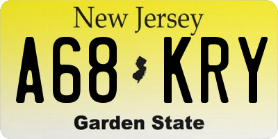 NJ license plate A68KRY