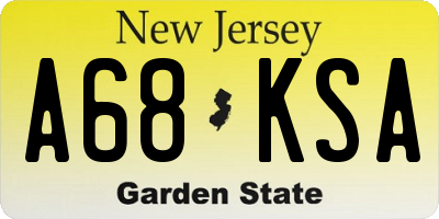 NJ license plate A68KSA