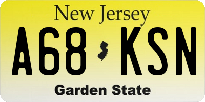 NJ license plate A68KSN