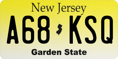 NJ license plate A68KSQ