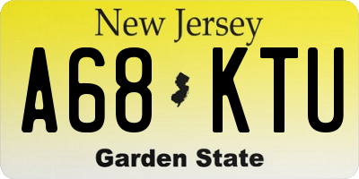 NJ license plate A68KTU
