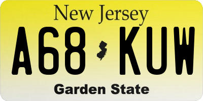 NJ license plate A68KUW