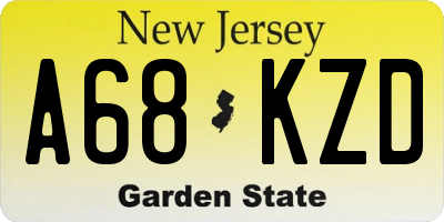 NJ license plate A68KZD
