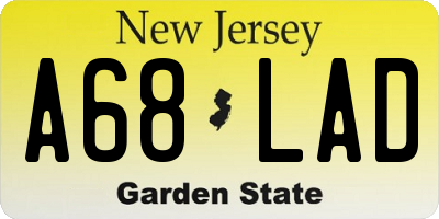 NJ license plate A68LAD