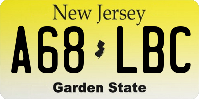 NJ license plate A68LBC