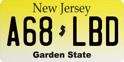 NJ license plate A68LBD