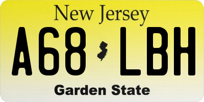 NJ license plate A68LBH