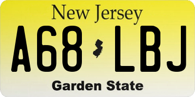 NJ license plate A68LBJ