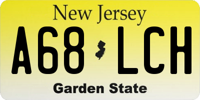NJ license plate A68LCH