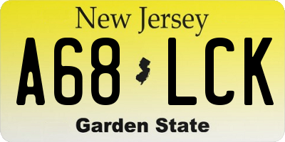 NJ license plate A68LCK
