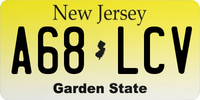 NJ license plate A68LCV