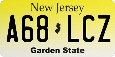 NJ license plate A68LCZ