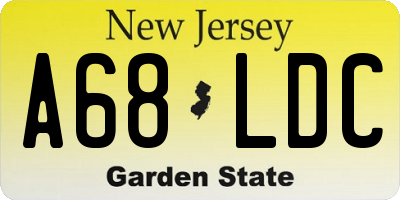 NJ license plate A68LDC