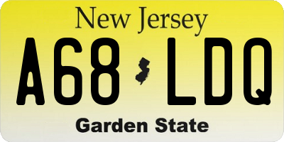 NJ license plate A68LDQ