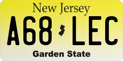 NJ license plate A68LEC