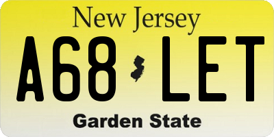 NJ license plate A68LET